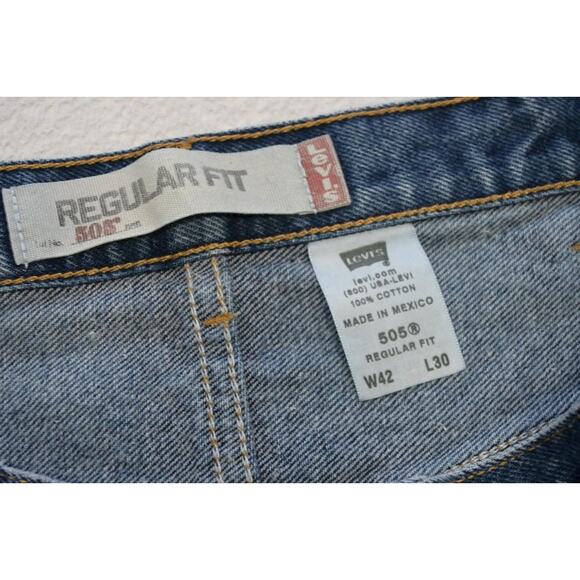 Levi's 505 Regular Fit Straight Rugged Denim Jeans Mens Sz 42 x 30 - Picture 6 of 8